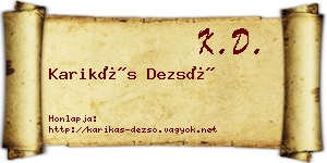 Karikás Dezső névjegykártya